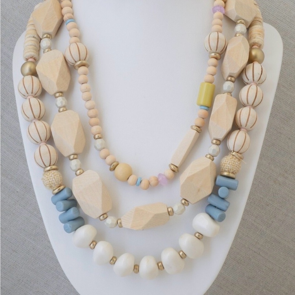 Plunder Marielle Pastel Wood Beaded Necklace